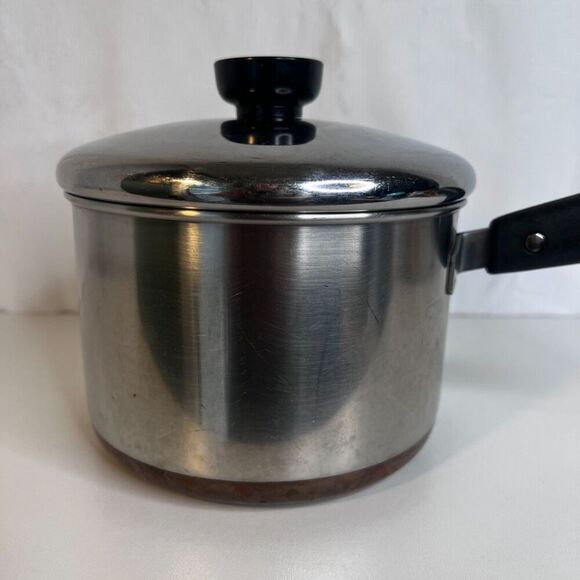 Revere Ware 1801 Copper Clad Saucepan Pot 1 Qt w/ Lid Stainless USA Made - Picture 2 of 16